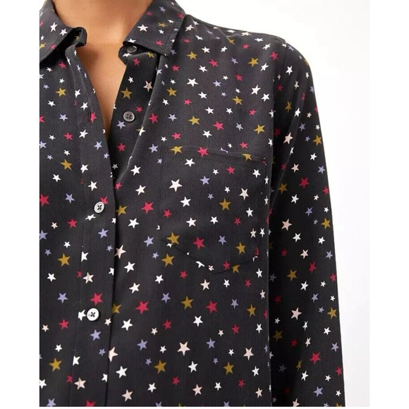 Rails Kate Silk Rainbow Stars Shirt Women's Size Small Button Down Designer Soft - Picture 2 of 16